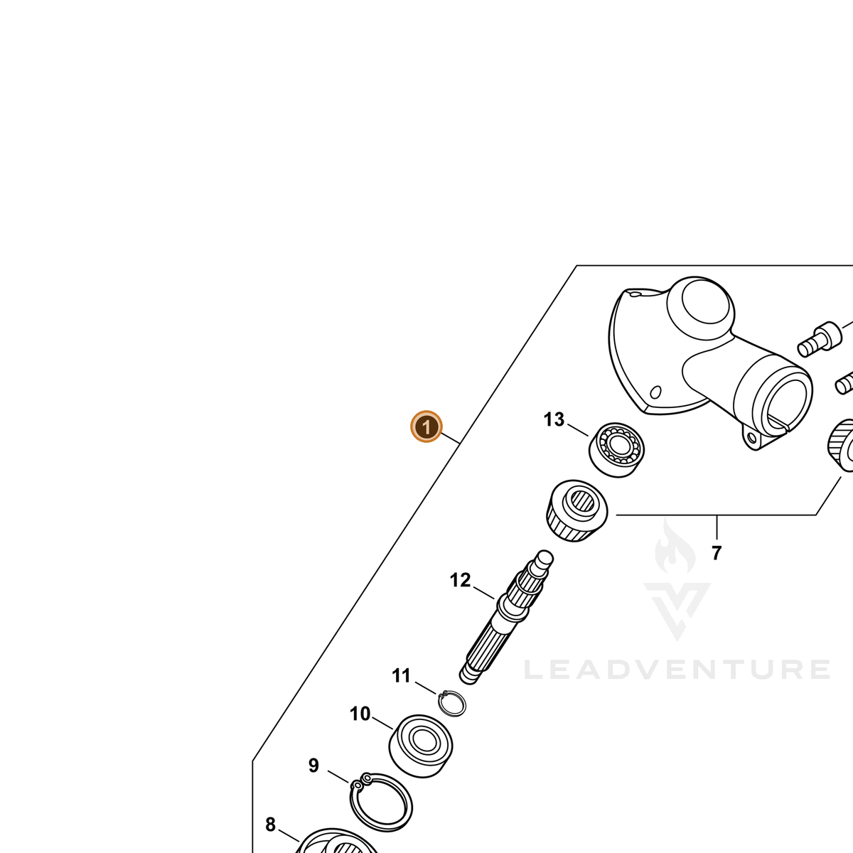 ECHO part C051001290 — IPL diagram snippet (6x zoom, amber highlight)