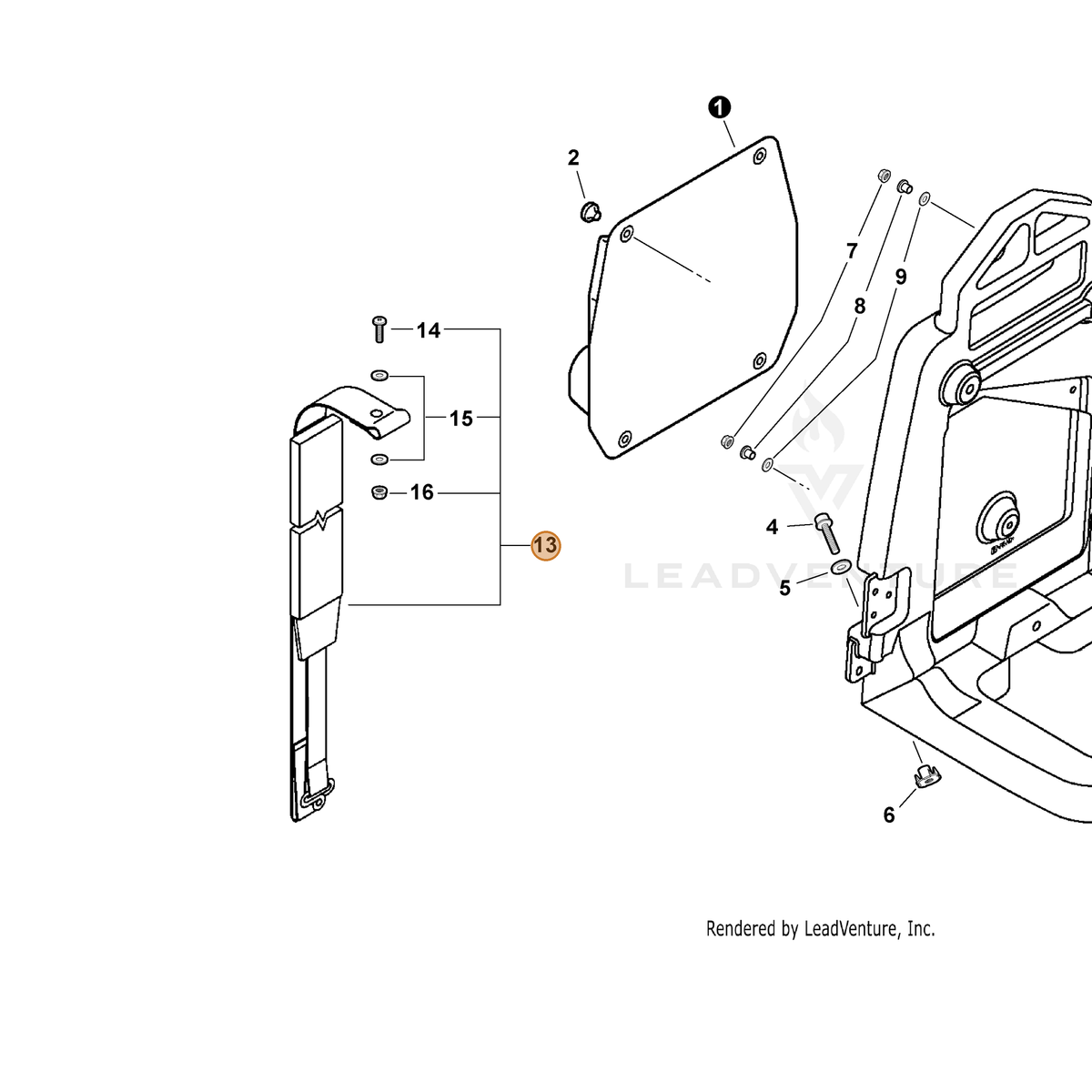 ECHO part C061000100 — IPL diagram snippet (6x zoom, amber highlight)