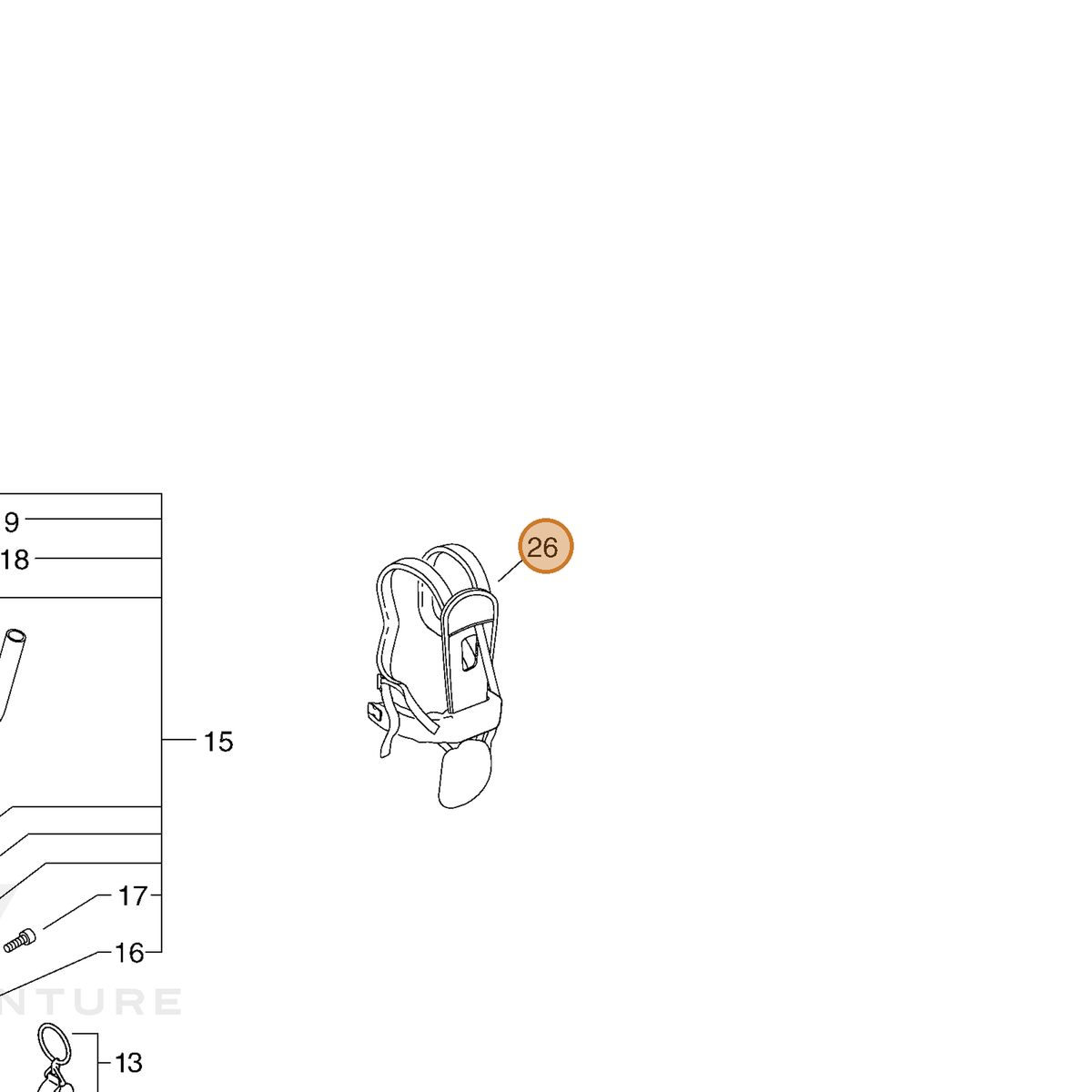 ECHO part C062000184 — IPL diagram snippet (6x zoom, amber highlight)