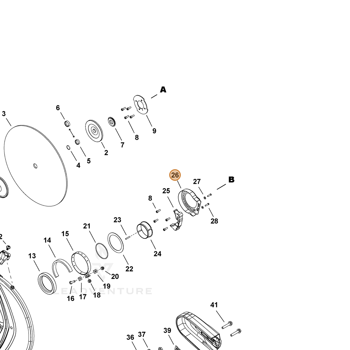 ECHO part C235000070 — IPL diagram snippet (6x zoom, amber highlight)
