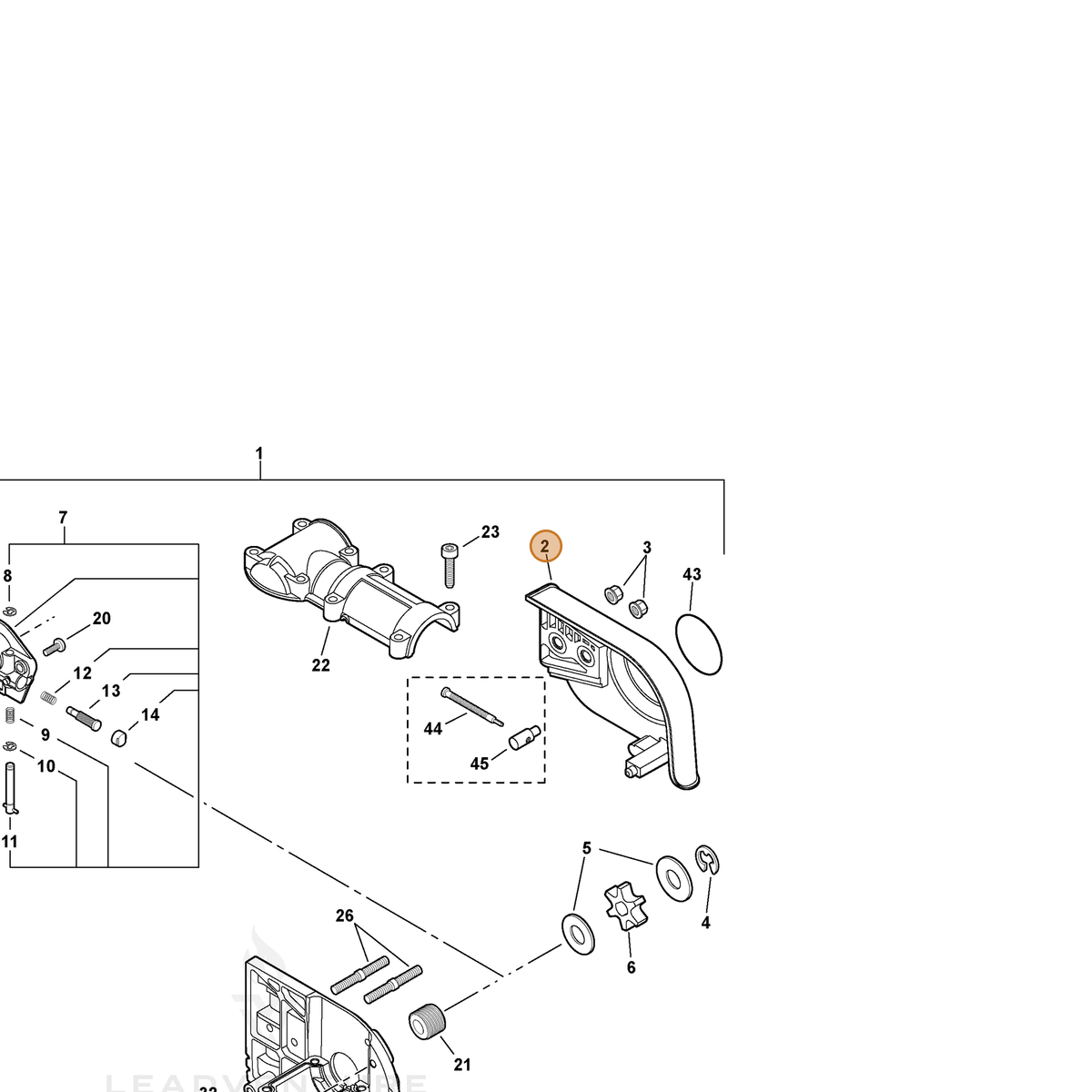 ECHO part C300000001 — IPL diagram snippet (6x zoom, amber highlight)
