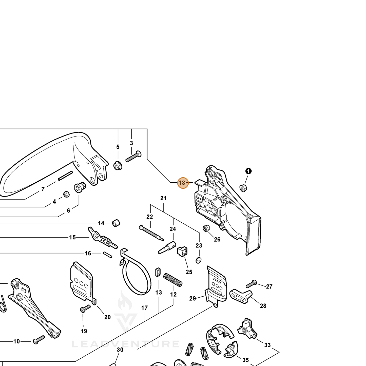 ECHO part C300000173 — IPL diagram snippet (6x zoom, amber highlight)