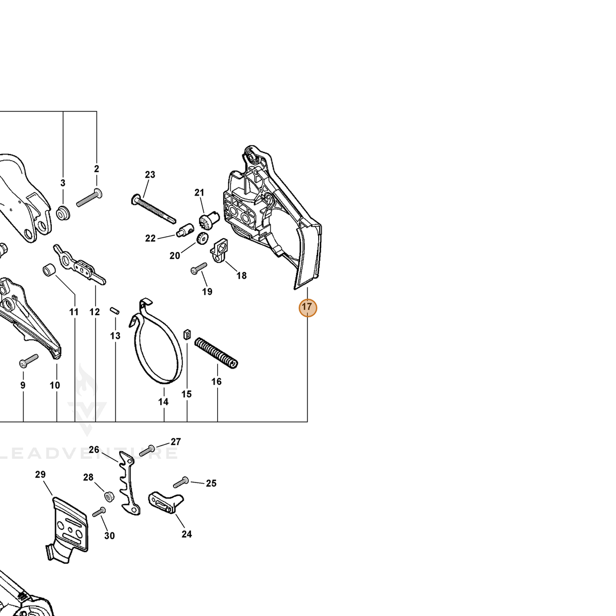 ECHO part C300000370 — IPL diagram snippet (6x zoom, amber highlight)