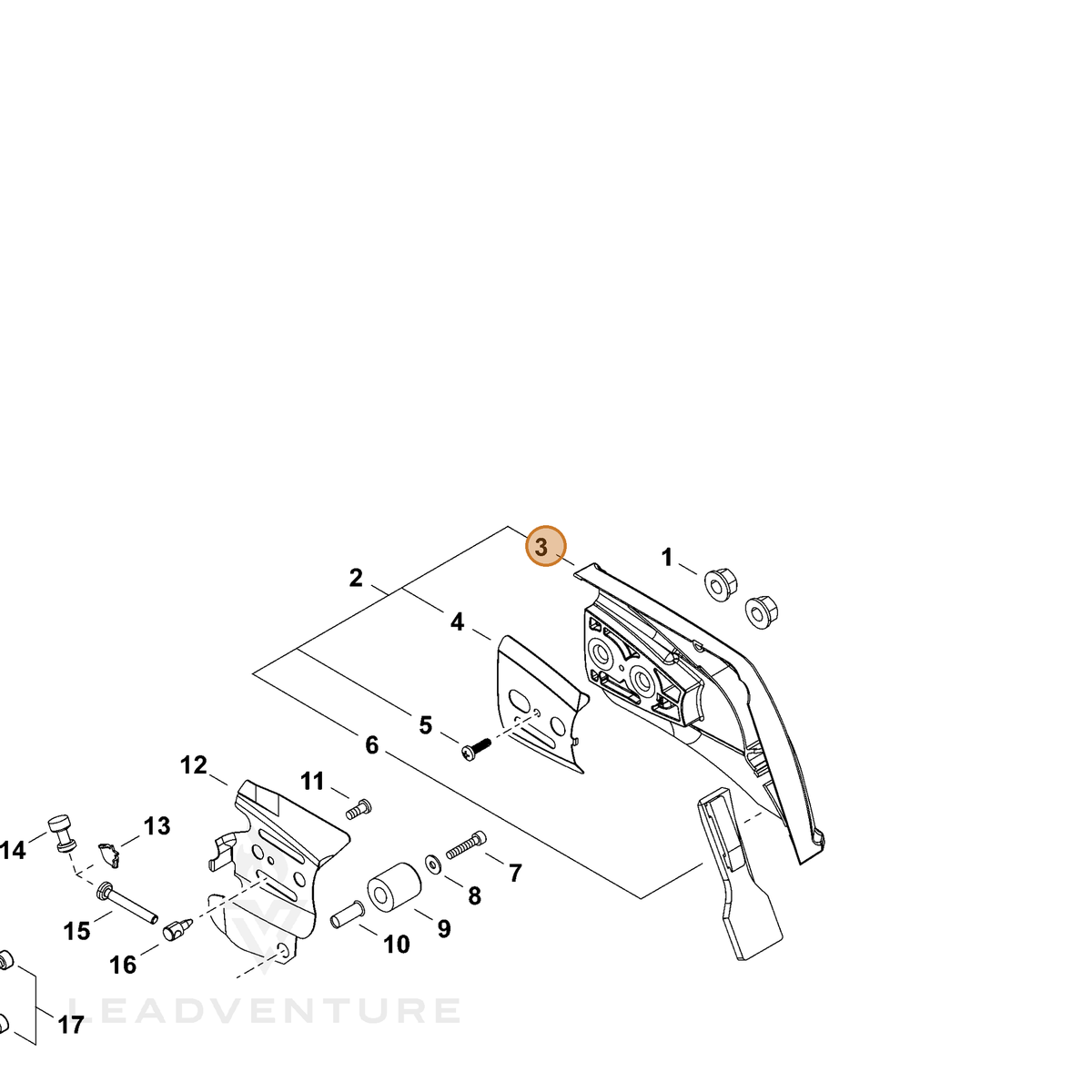 ECHO part C300000780 — IPL diagram snippet (6x zoom, amber highlight)