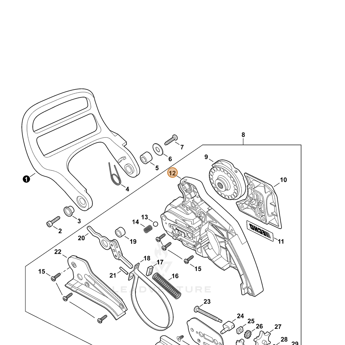 ECHO part C300000910 — IPL diagram snippet (6x zoom, amber highlight)