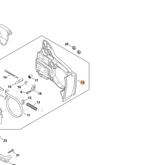 Echo part C300001021 — IPL diagram snippet (6x zoom, amber highlight)
