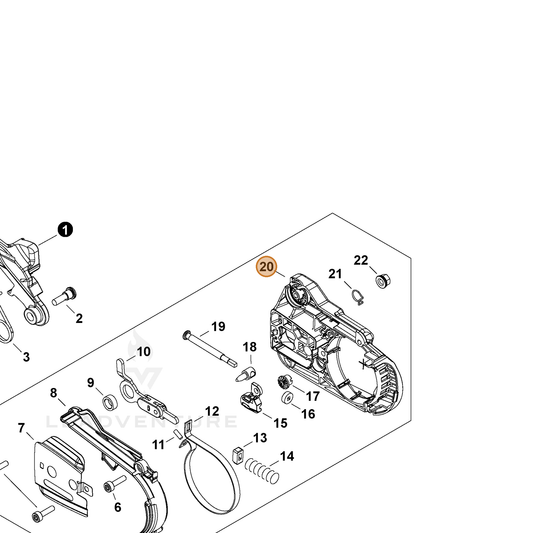 Echo part C300001150 — IPL diagram snippet (6x zoom, amber highlight)