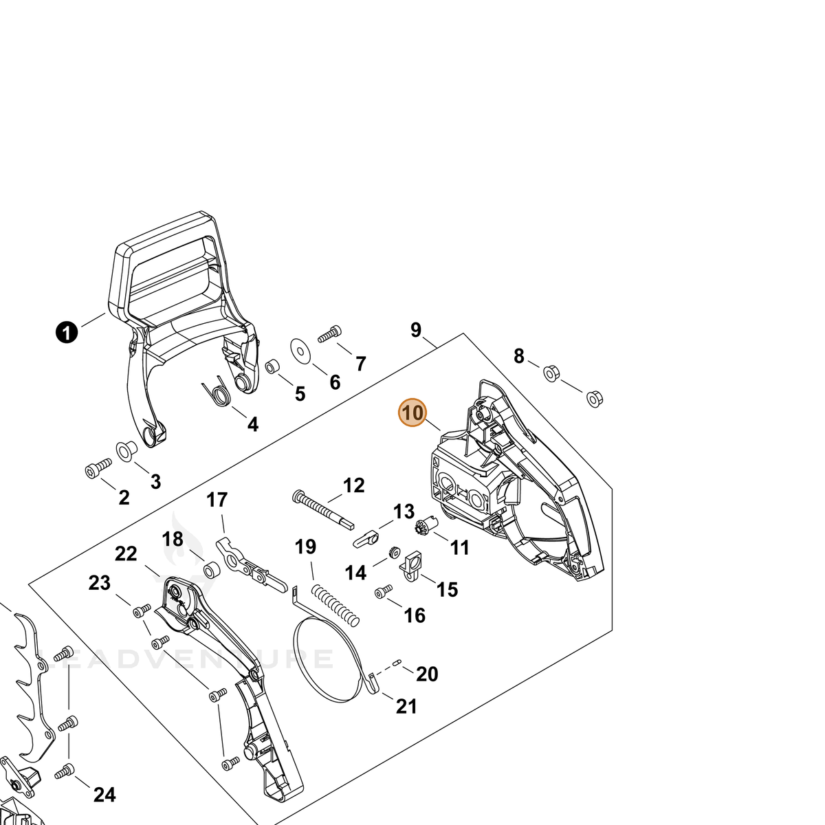 ECHO part C300001162 — IPL diagram snippet (6x zoom, amber highlight)