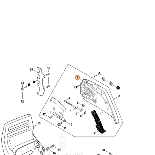 Echo part C300001210 — IPL diagram snippet (6x zoom, amber highlight)