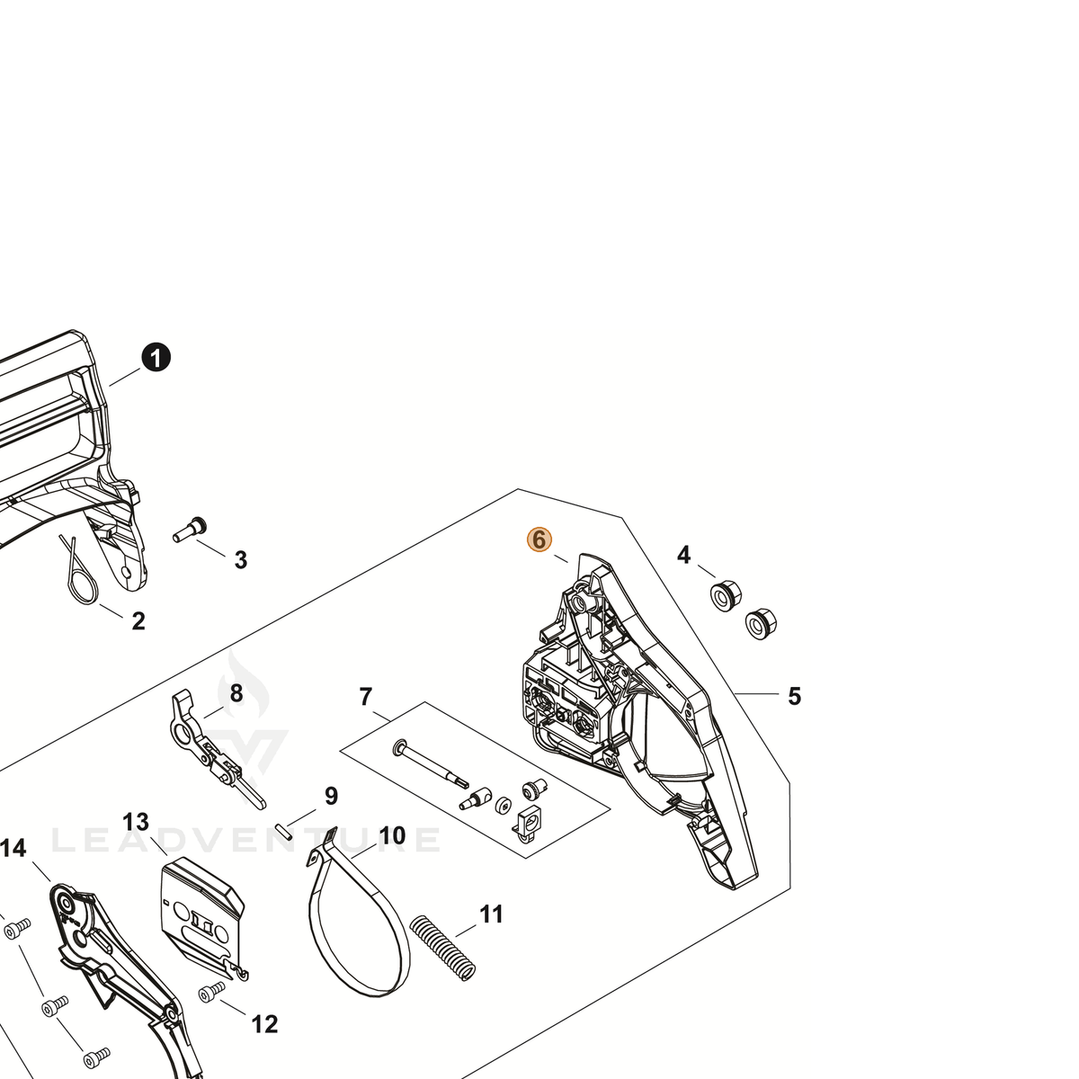 ECHO part C300001300 — IPL diagram snippet (6x zoom, amber highlight)