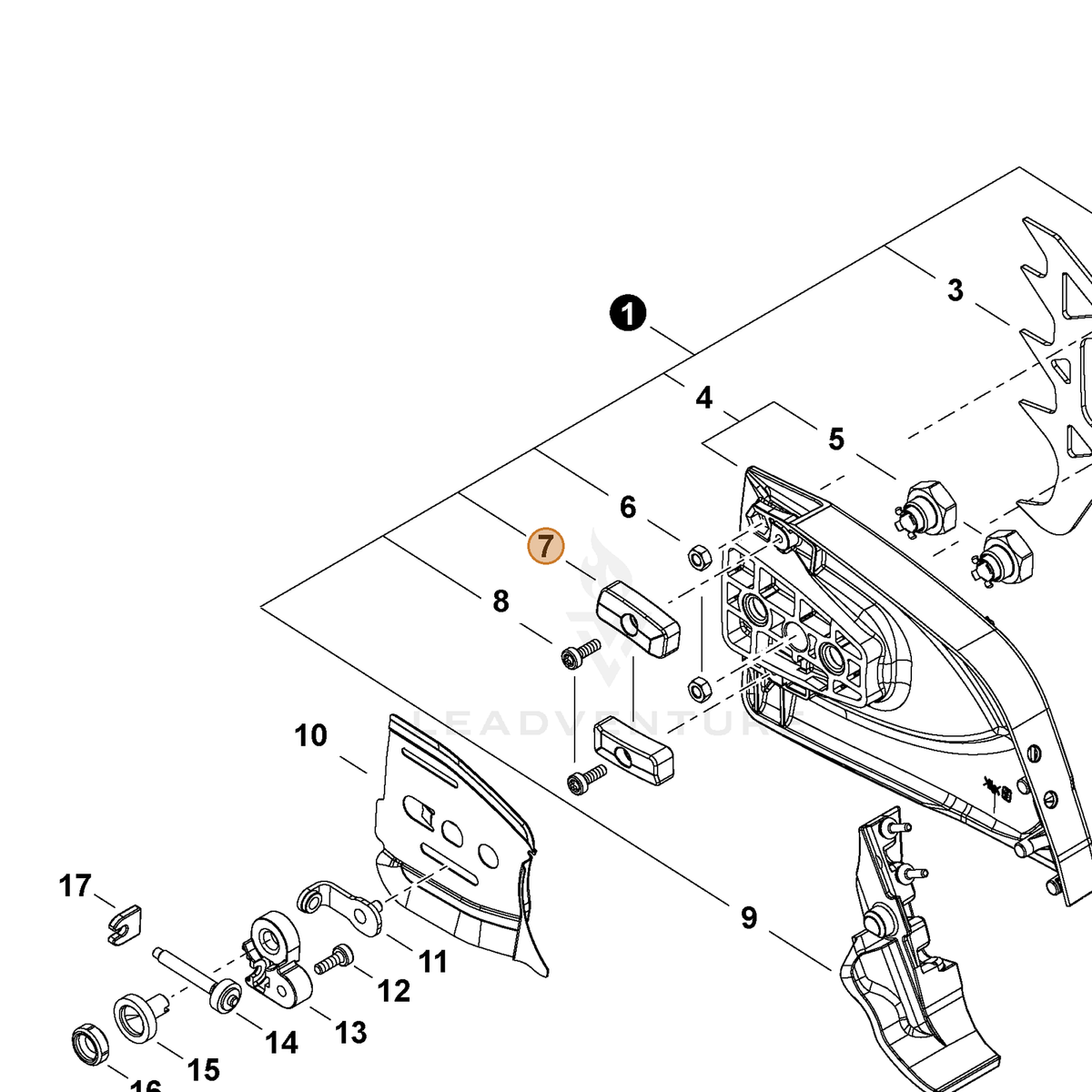 ECHO part C301000010 — IPL diagram snippet (6x zoom, amber highlight)