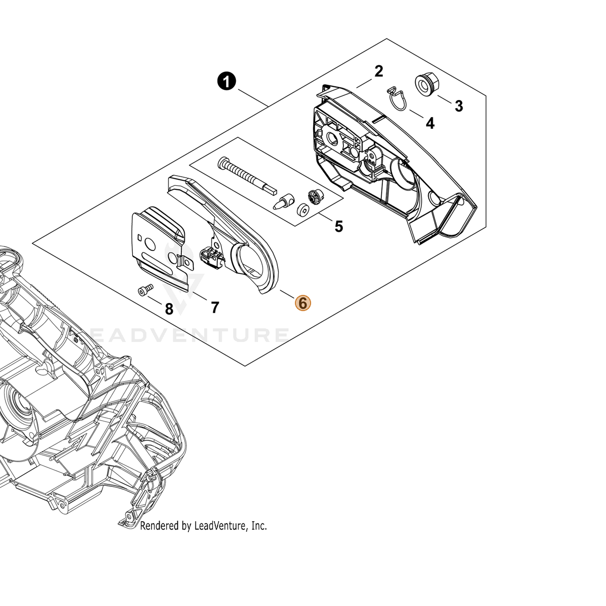 ECHO part C301000020 — IPL diagram snippet (6x zoom, amber highlight)