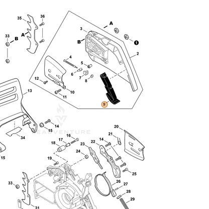 ECHO part C302000011 — IPL diagram snippet (6x zoom, amber highlight)