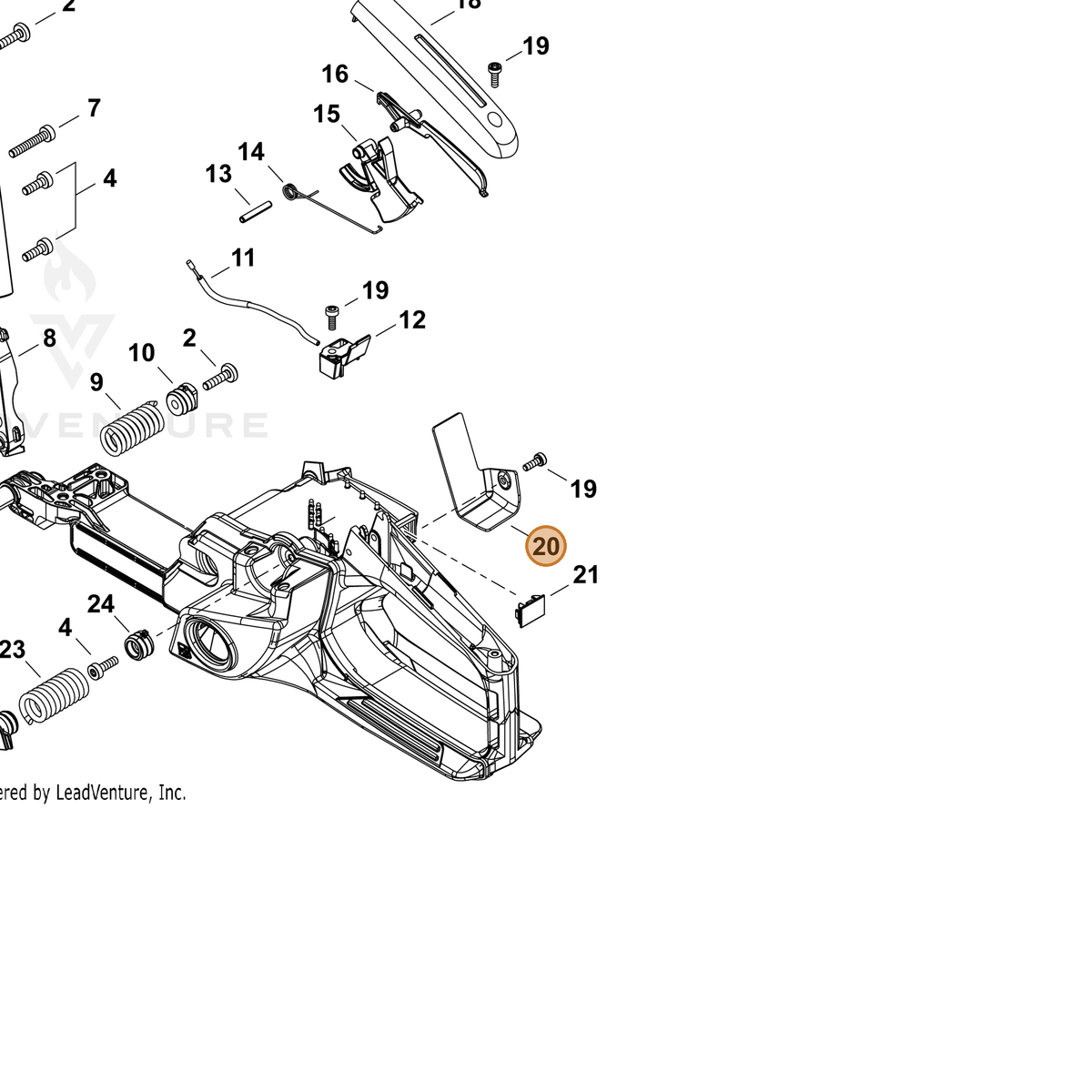 ECHO part C302000100 — IPL diagram snippet (6x zoom, amber highlight)