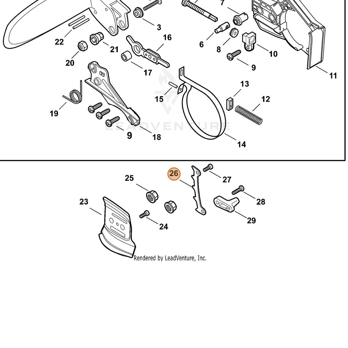 ECHO part C304000000 — IPL diagram snippet (6x zoom, amber highlight)