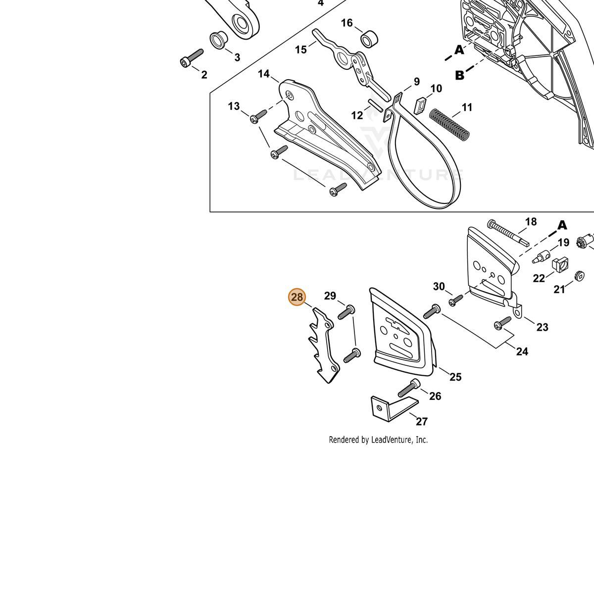 ECHO part C304000010 — IPL diagram snippet (6x zoom, amber highlight)