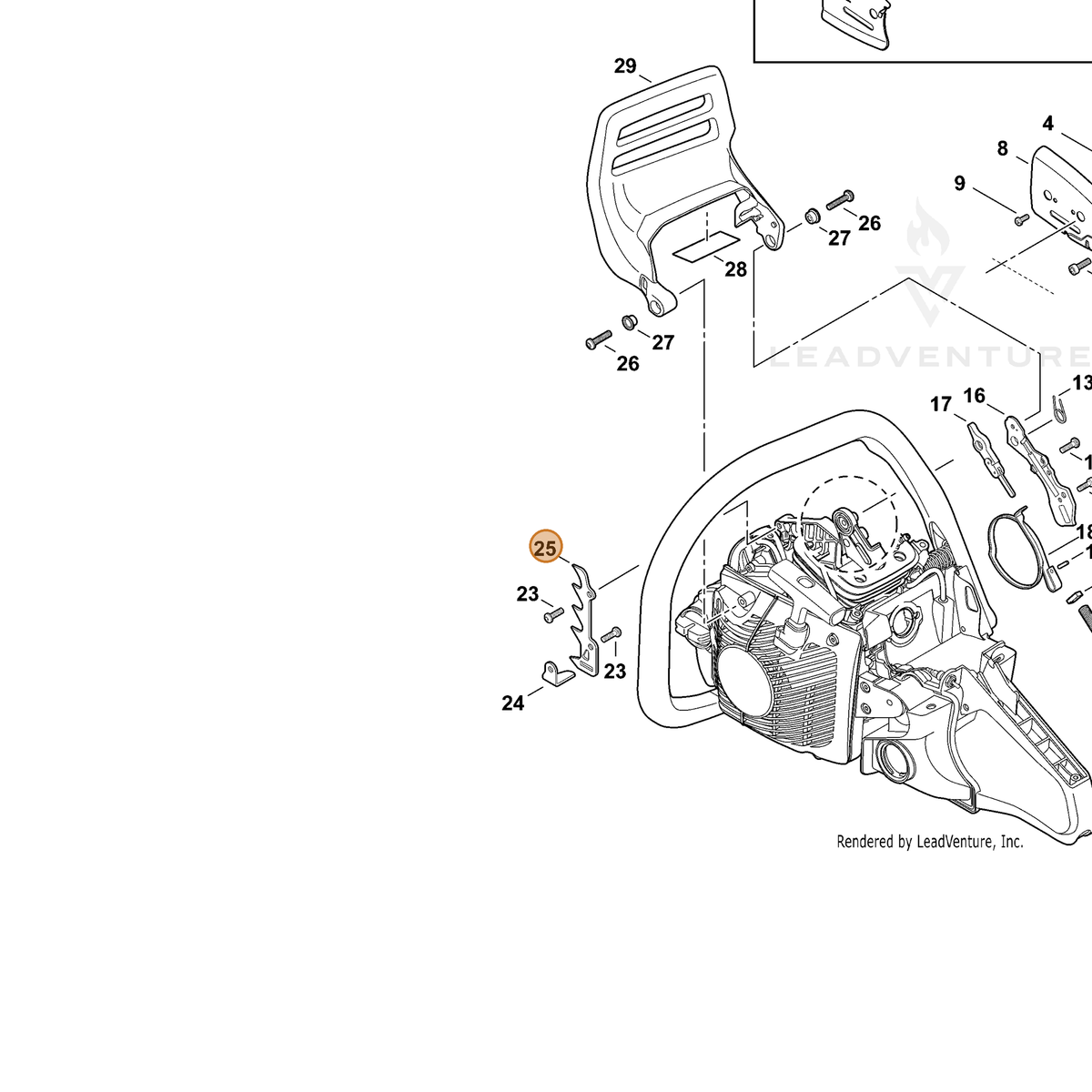 ECHO part C304000260 — IPL diagram snippet (6x zoom, amber highlight)