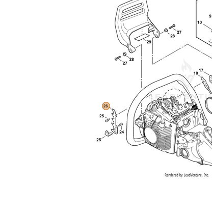 ECHO part C304000280 — IPL diagram snippet (6x zoom, amber highlight)