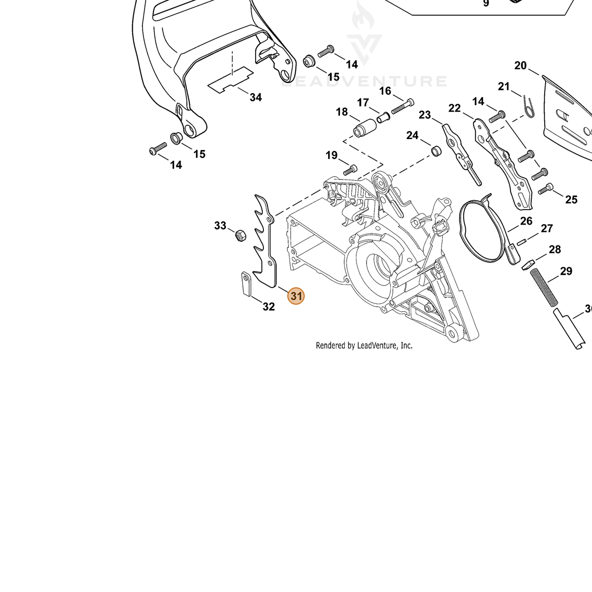 ECHO part C304000290 — IPL diagram snippet (6x zoom, amber highlight)