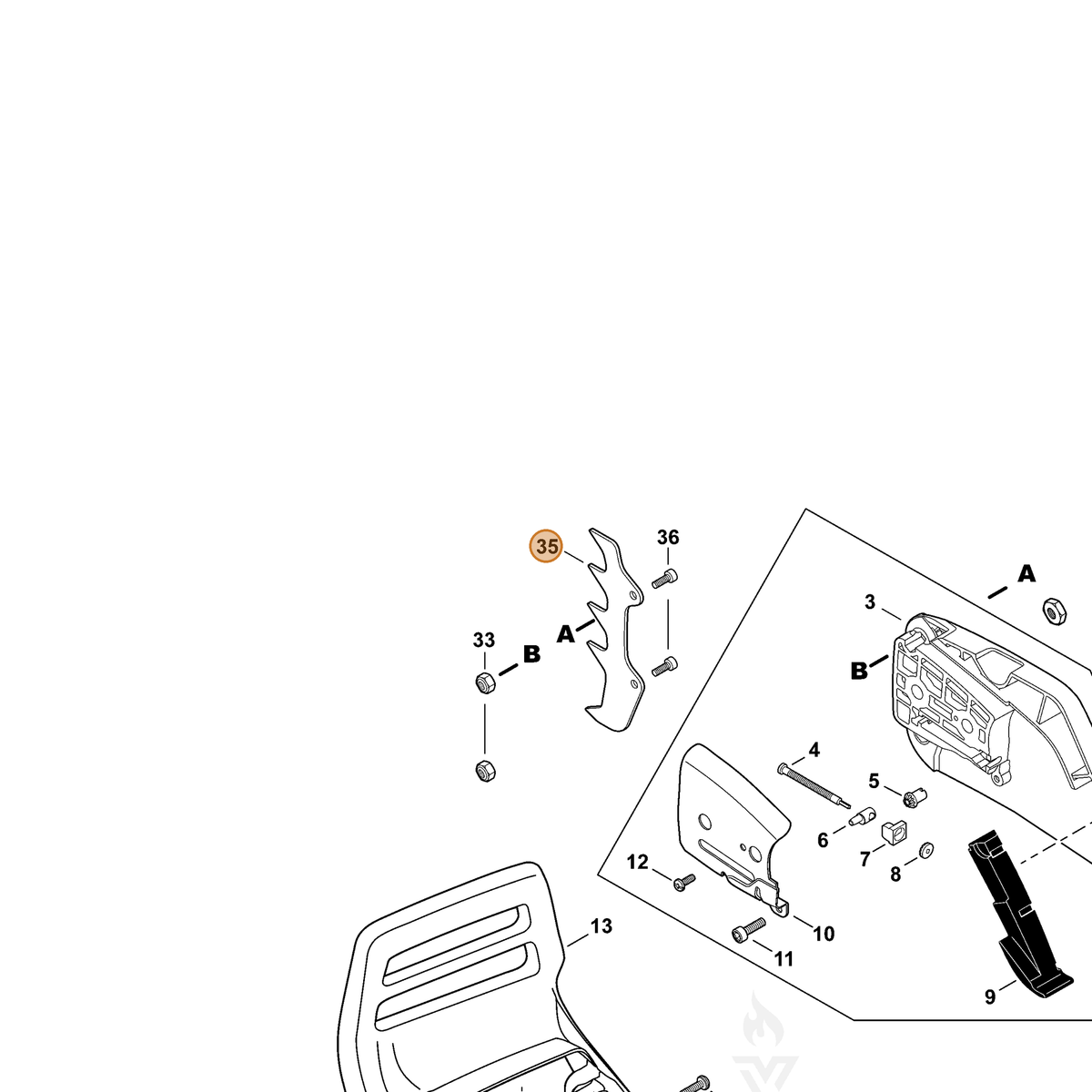 ECHO part C304000300 — IPL diagram snippet (6x zoom, amber highlight)