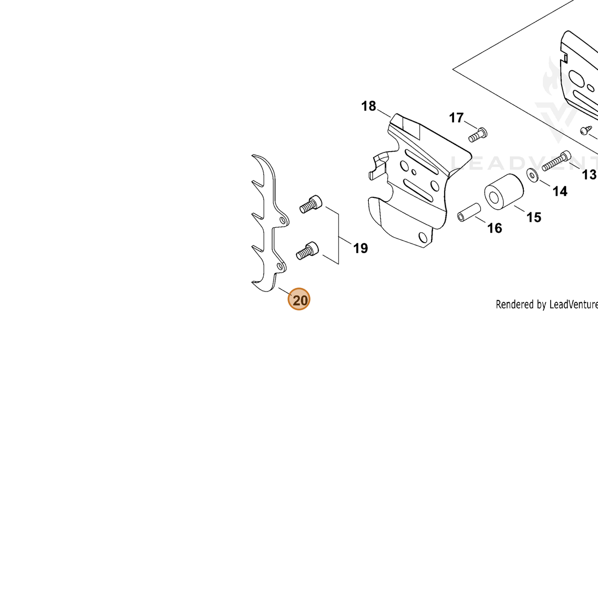 ECHO part C304000310 — IPL diagram snippet (6x zoom, amber highlight)