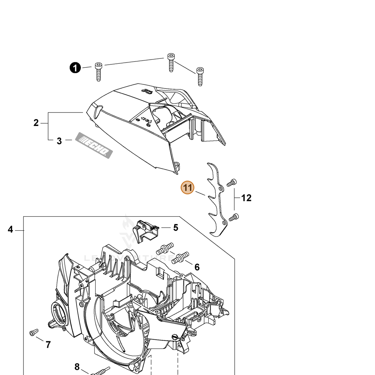 ECHO part C304000320 — IPL diagram snippet (6x zoom, amber highlight)