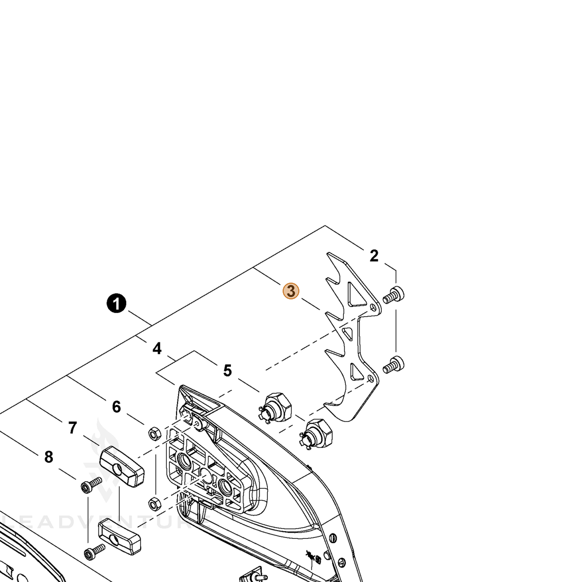 ECHO part C304000340 — IPL diagram snippet (6x zoom, amber highlight)