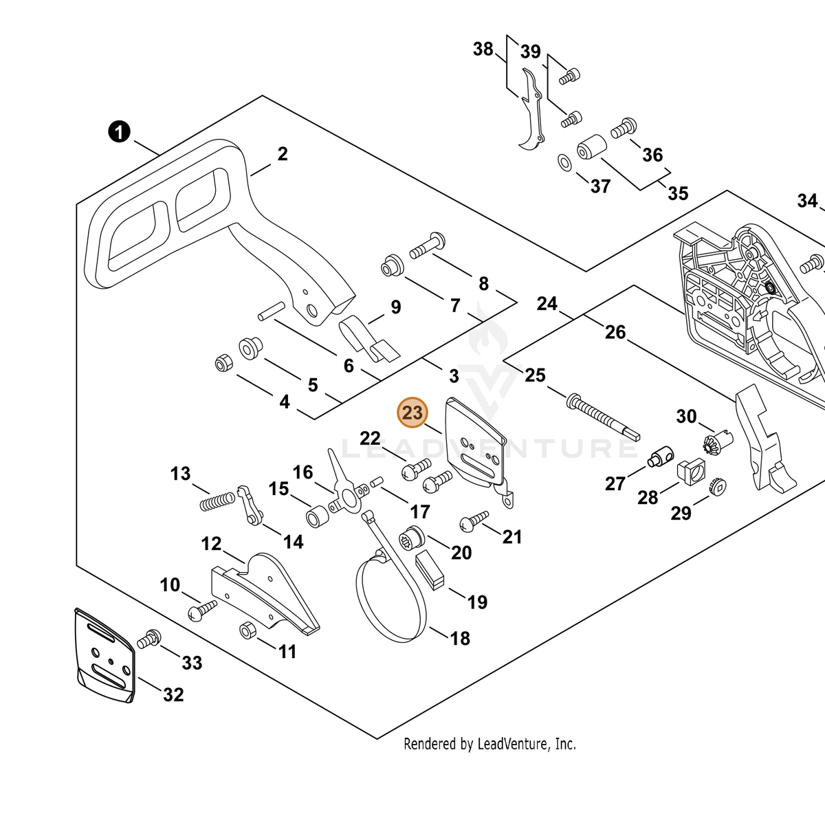 ECHO part C305000040 — IPL diagram snippet (6x zoom, amber highlight)