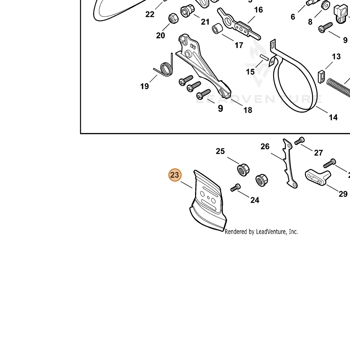 ECHO part C305000080 — IPL diagram snippet (6x zoom, amber highlight)