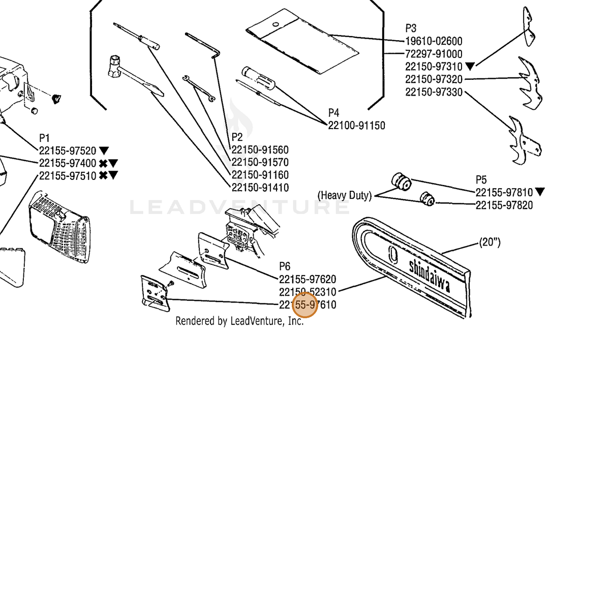 Echo part C305000350 — IPL diagram snippet (6x zoom, amber highlight)