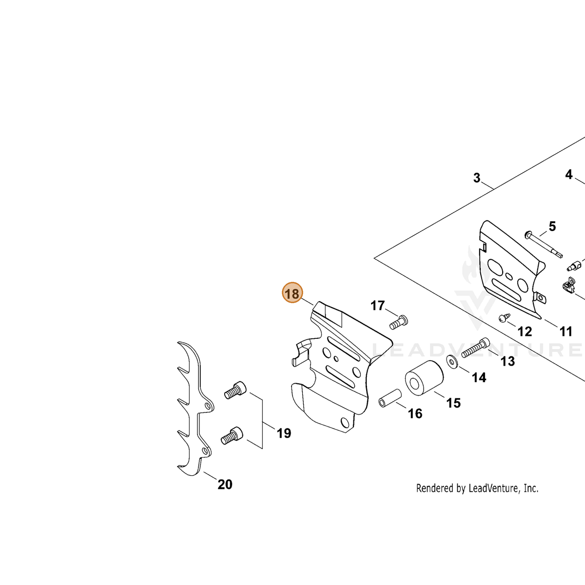 ECHO part C305000411 — IPL diagram snippet (6x zoom, amber highlight)