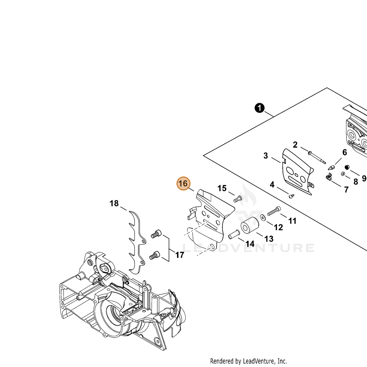 ECHO part C305000480 — IPL diagram snippet (6x zoom, amber highlight)