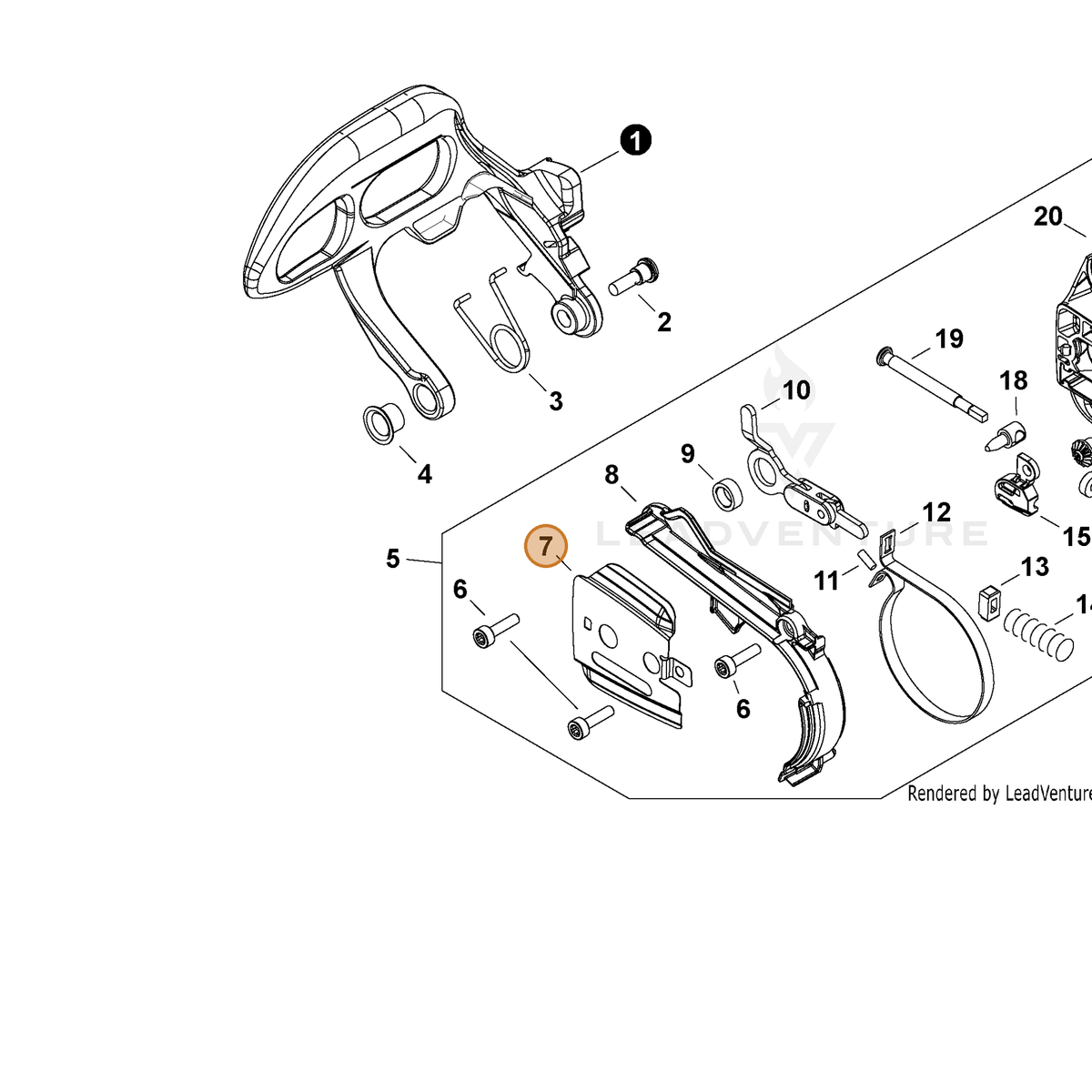 ECHO part C305000521 — IPL diagram snippet (6x zoom, amber highlight)
