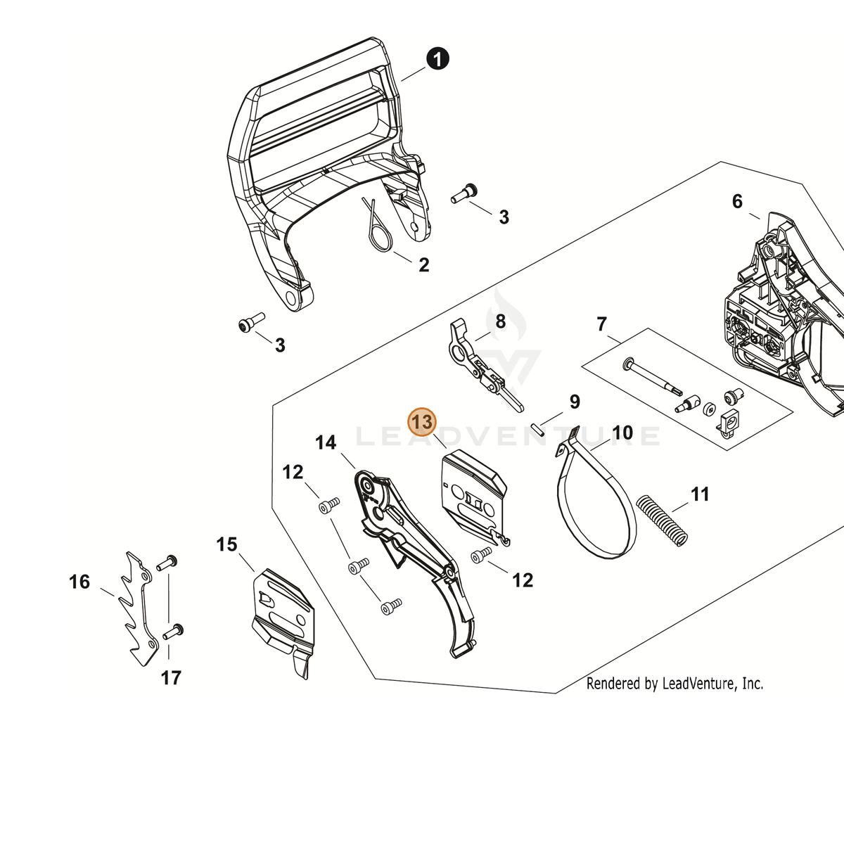 ECHO part C305000570 — IPL diagram snippet (6x zoom, amber highlight)