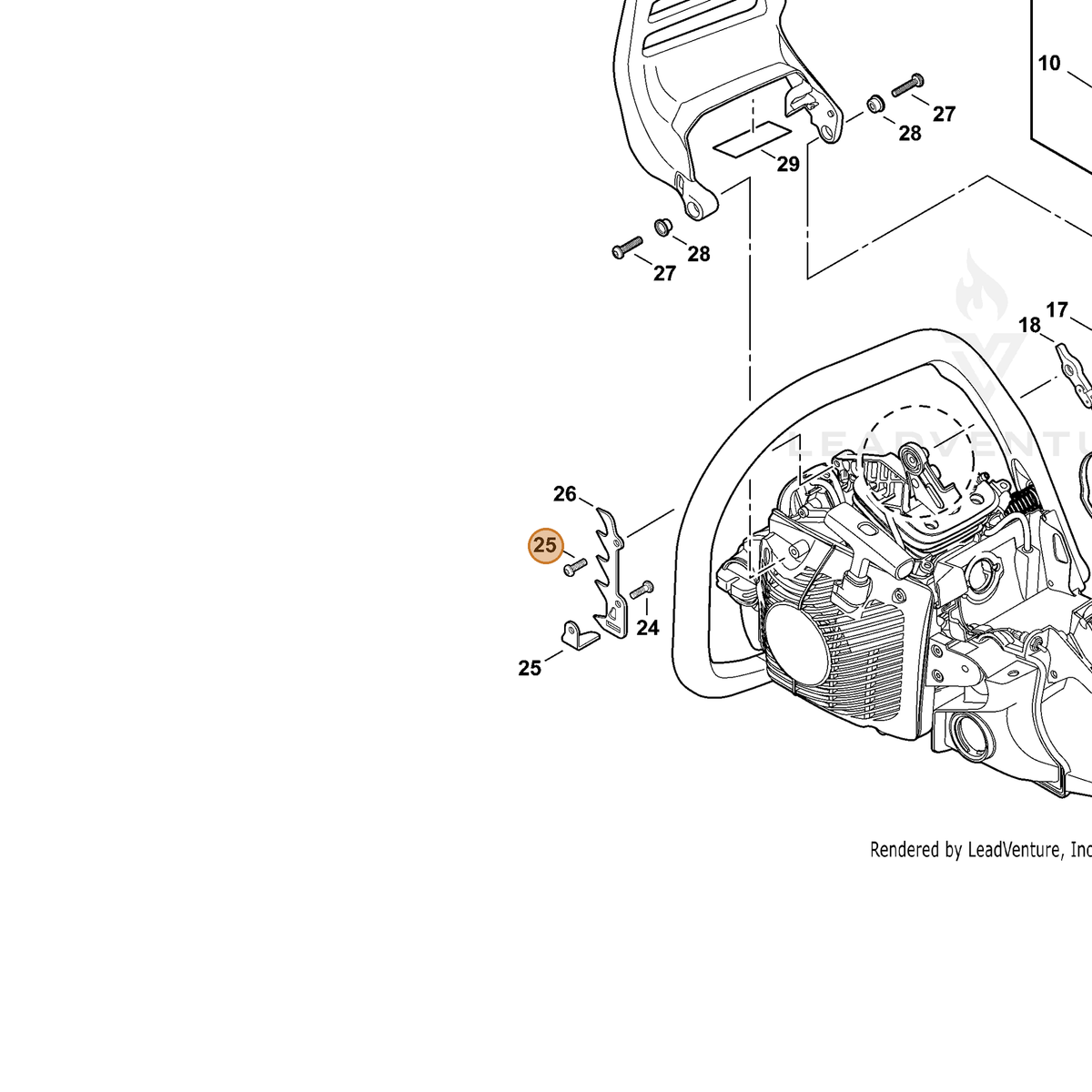ECHO part C310000010 — IPL diagram snippet (6x zoom, amber highlight)