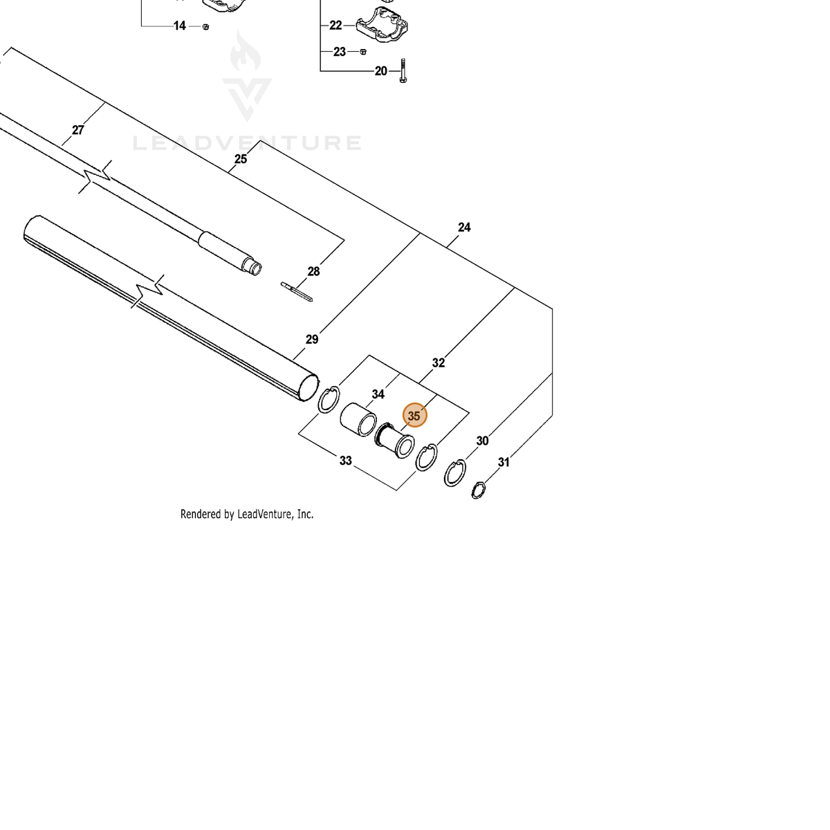 ECHO part C316000010 — IPL diagram snippet (6x zoom, amber highlight)