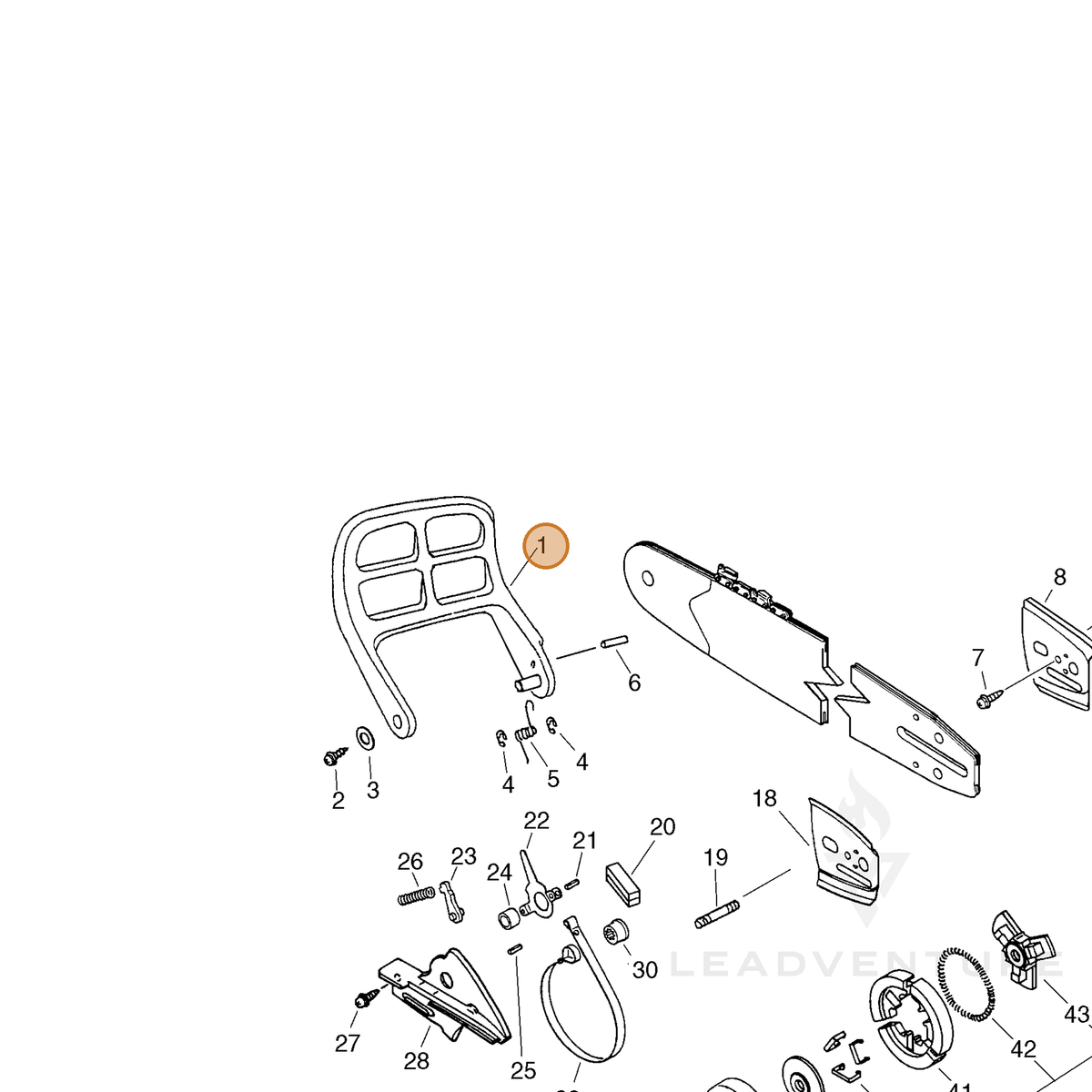 ECHO part C320000000 — IPL diagram snippet (6x zoom, amber highlight)