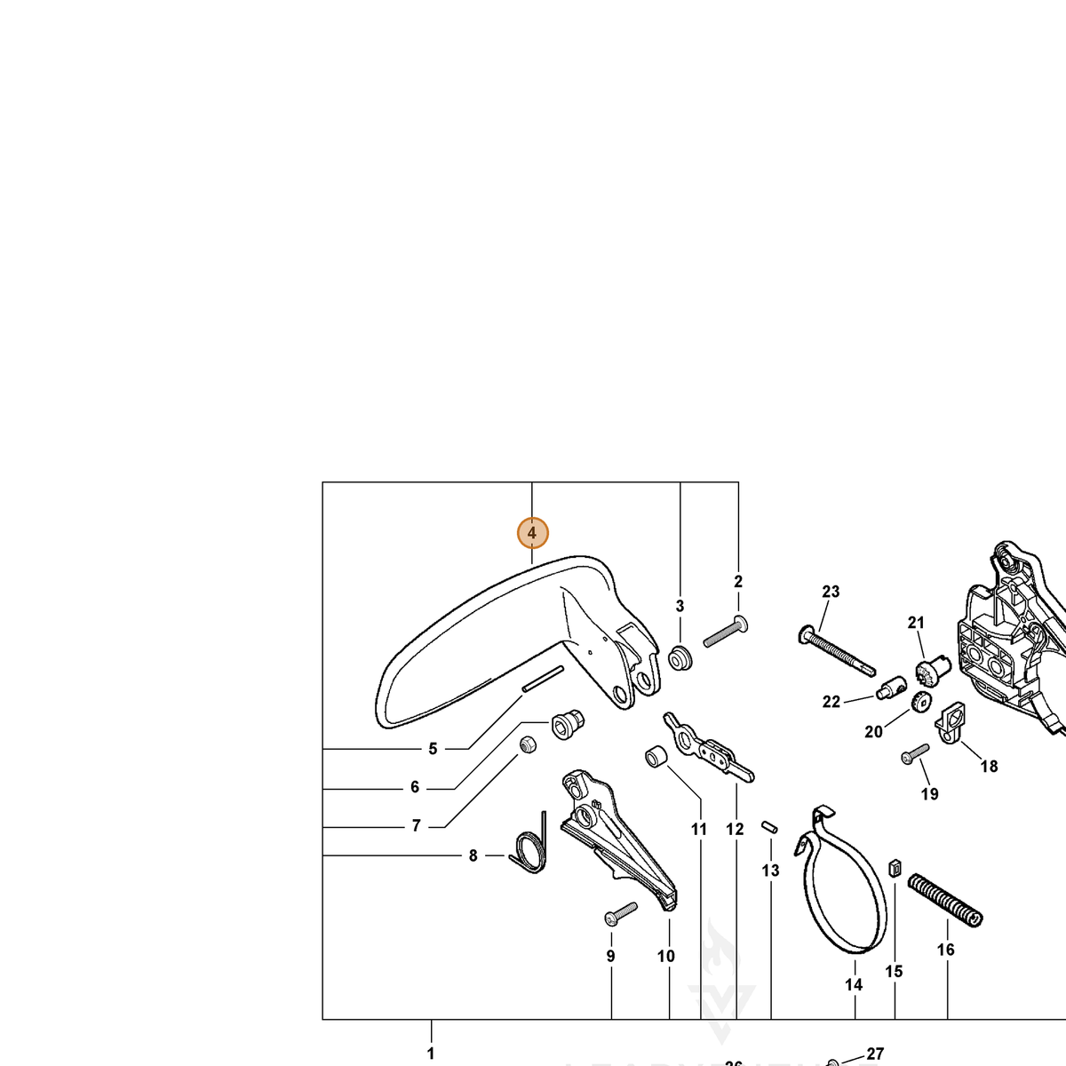 ECHO part C320000090 — IPL diagram snippet (6x zoom, amber highlight)