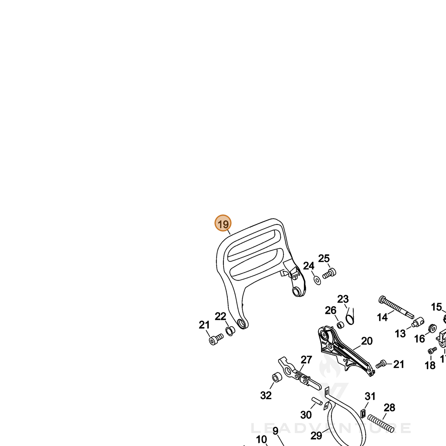 ECHO part C320000173 — IPL diagram snippet (6x zoom, amber highlight)
