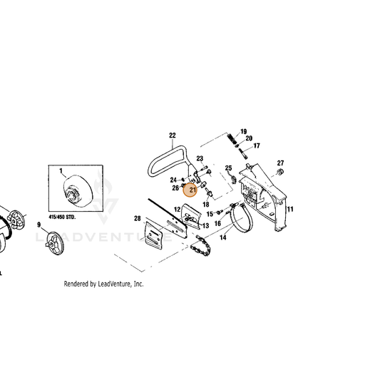 Echo part C321000020 — IPL diagram snippet (6x zoom, amber highlight)