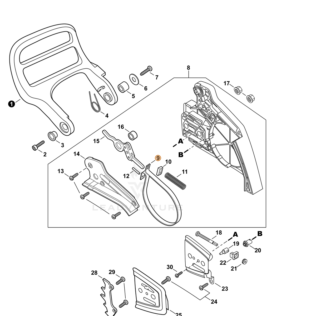 ECHO part C328000080 — IPL diagram snippet (6x zoom, amber highlight)
