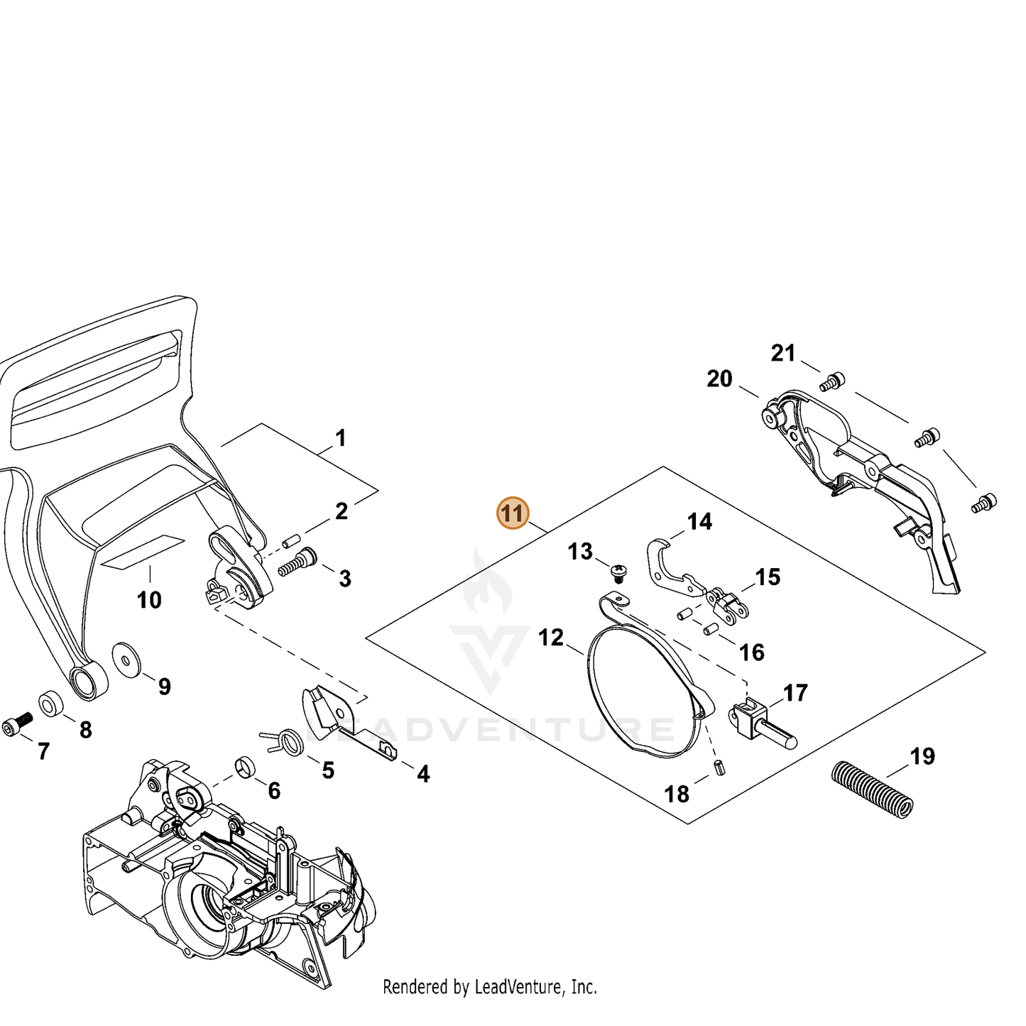 ECHO part C328000320 — IPL diagram snippet (6x zoom, amber highlight)