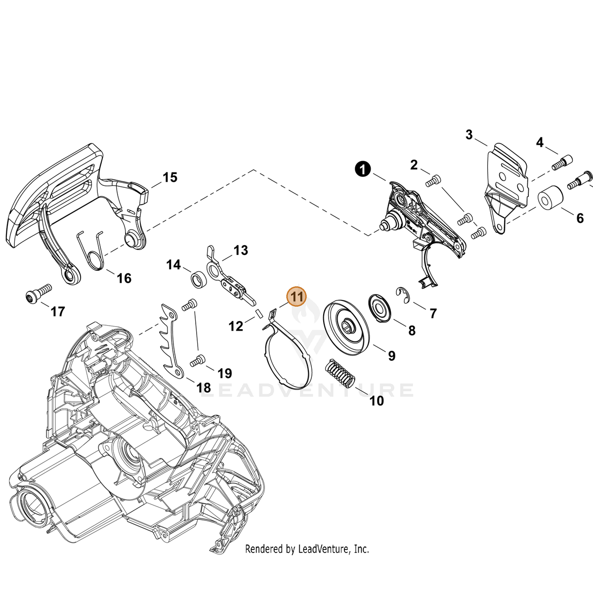 ECHO part C328000361 — IPL diagram snippet (6x zoom, amber highlight)