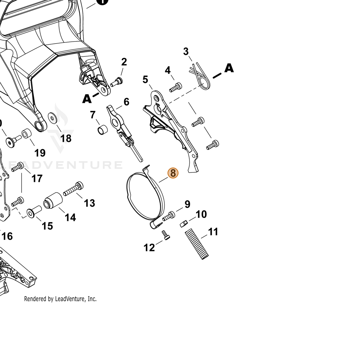 ECHO part C328000370 — IPL diagram snippet (6x zoom, amber highlight)