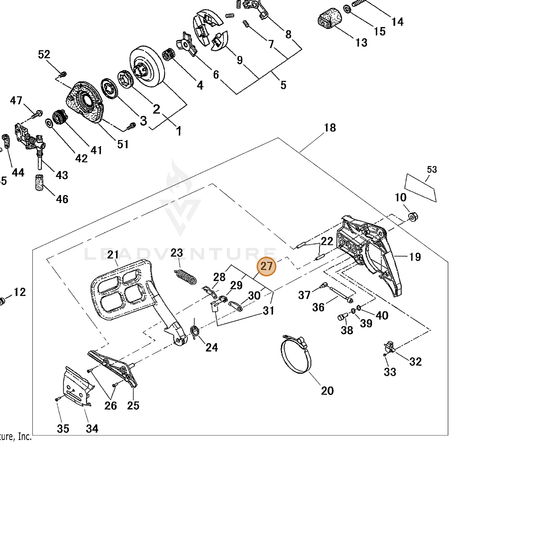 Echo part C334000210 — IPL diagram snippet (6x zoom, amber highlight)