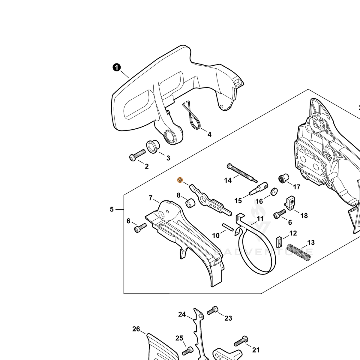 ECHO part C334000290 — IPL diagram snippet (6x zoom, amber highlight)