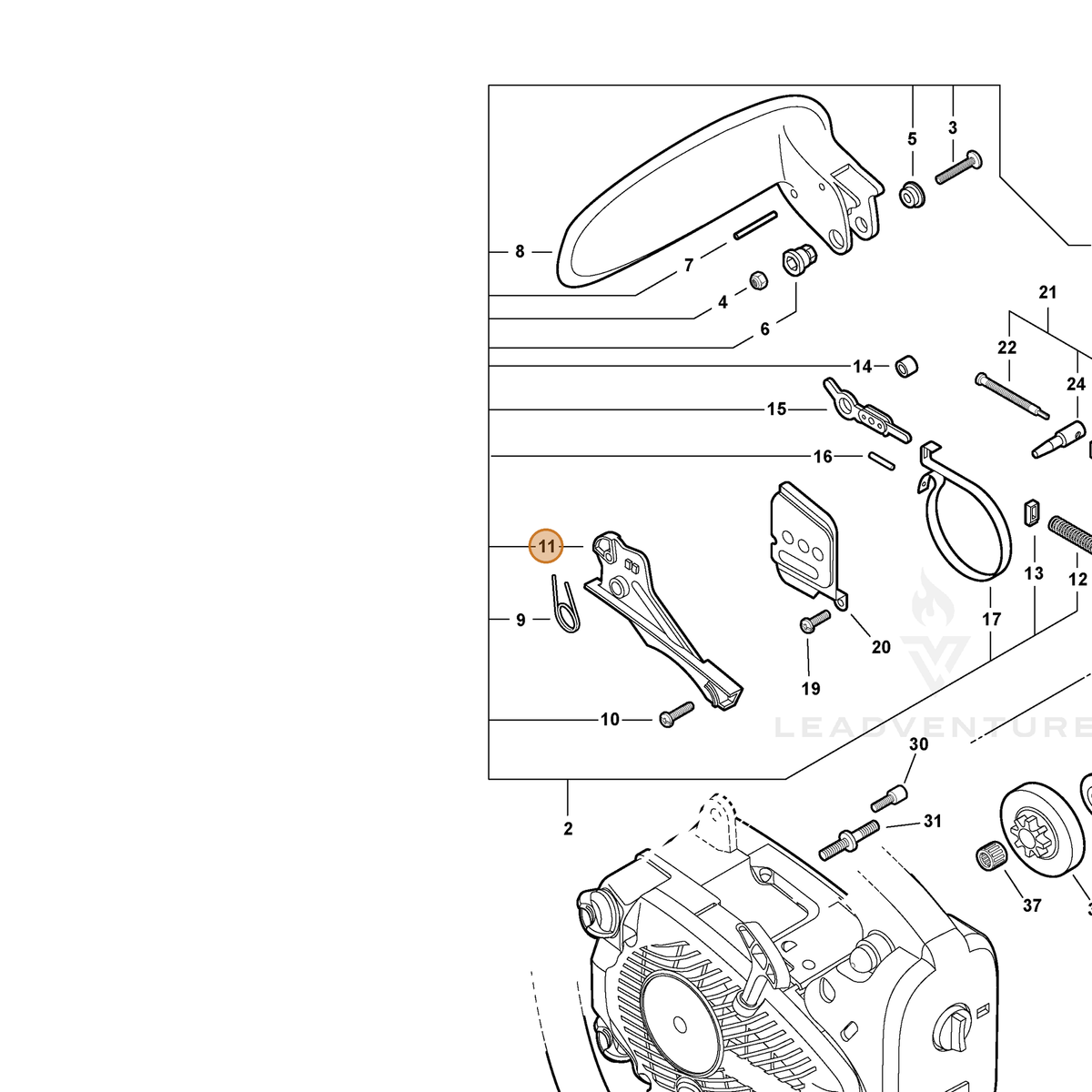ECHO part C345000114 — IPL diagram snippet (6x zoom, amber highlight)