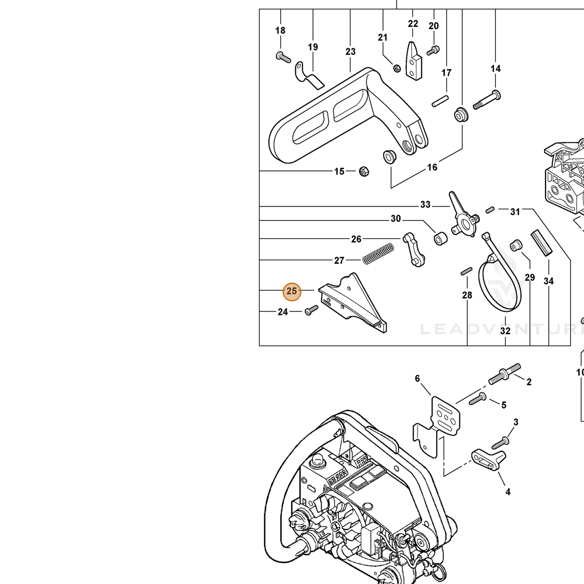 ECHO part C345000231 — IPL diagram snippet (6x zoom, amber highlight)