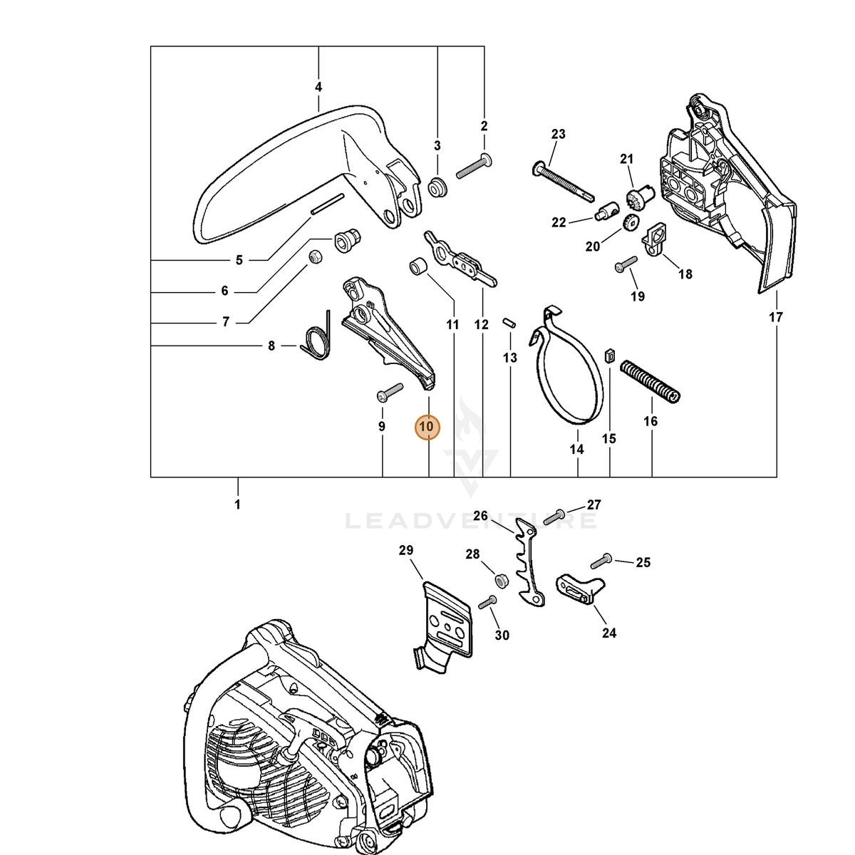 ECHO part C345000250 — IPL diagram snippet (6x zoom, amber highlight)