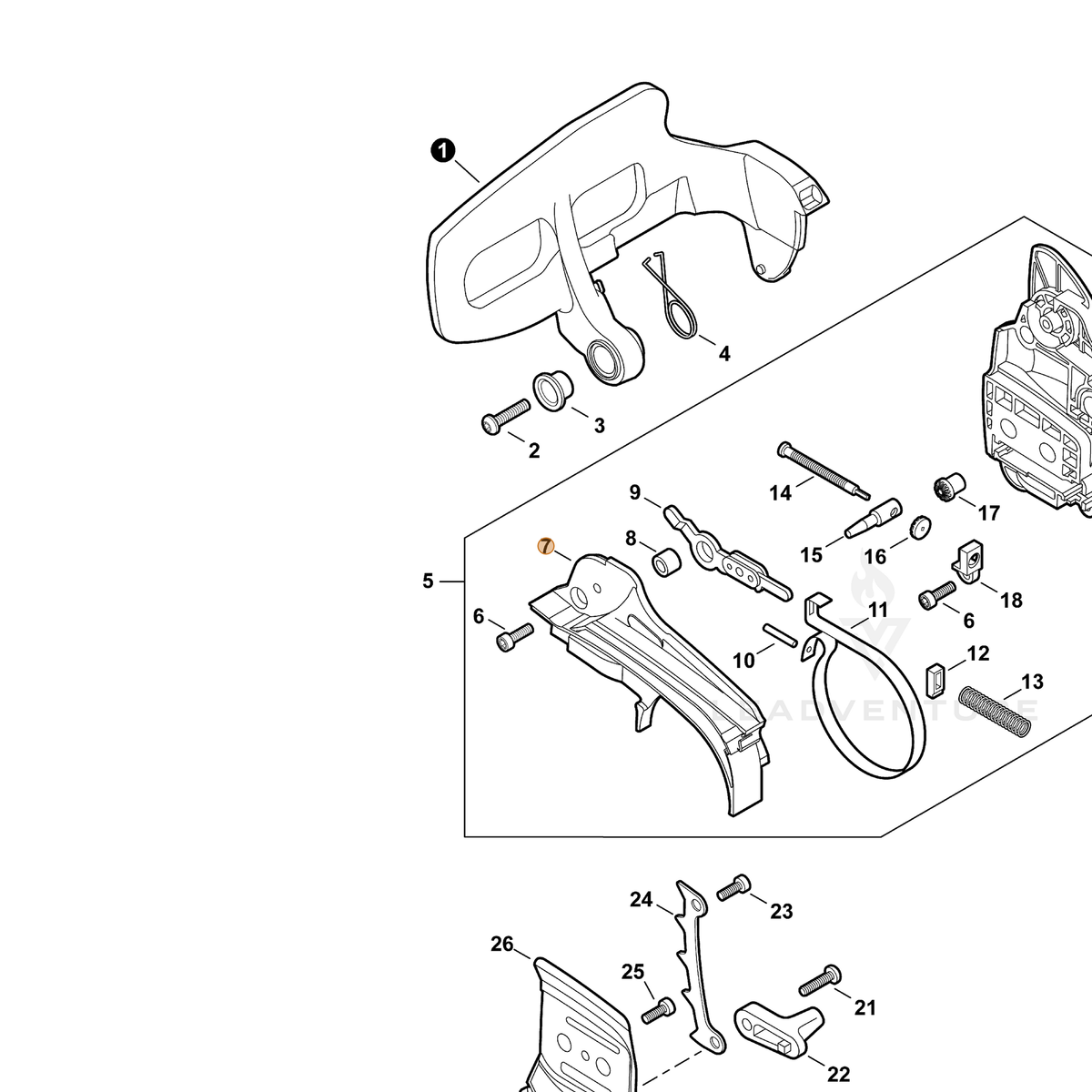 ECHO part C345000520 — IPL diagram snippet (6x zoom, amber highlight)